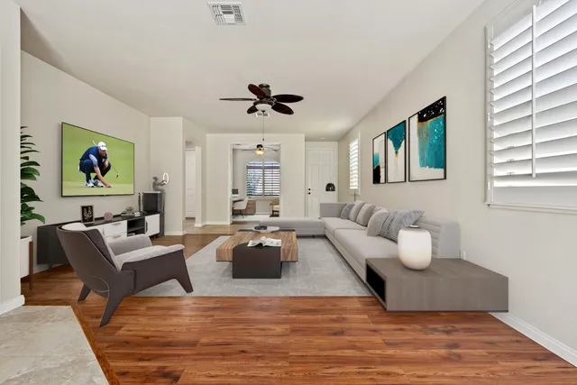 a living room with furniture