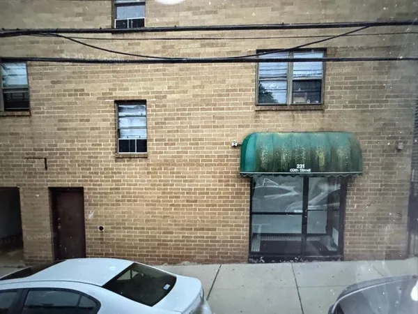 a brick building with a door