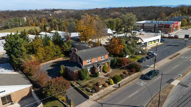 an aerial view of a house