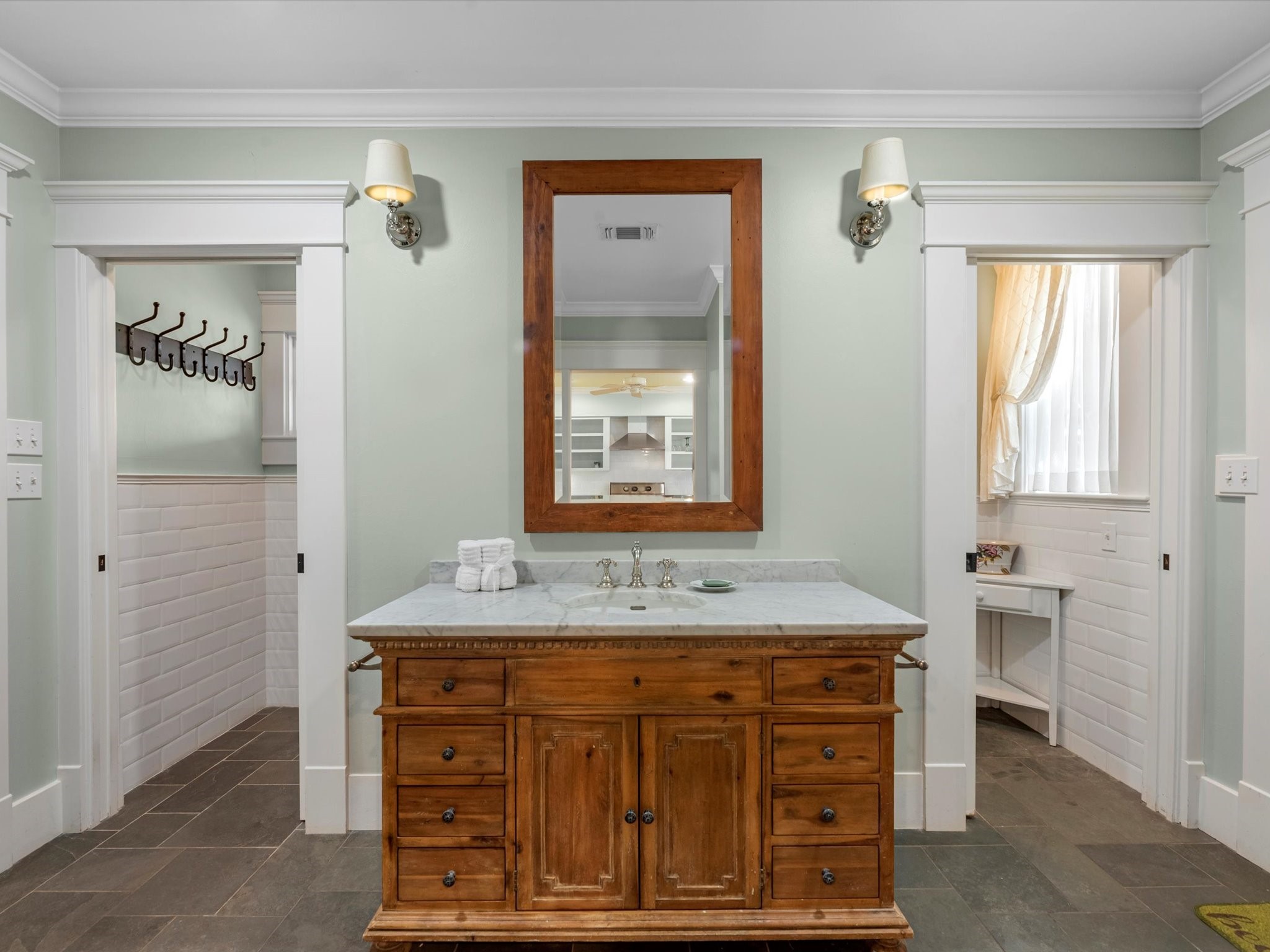 3100 Trails End Lane Brenham, TX 77833 - Photo 33 of 50 a bathroom with a granite countertop sink a mirror and a vanity