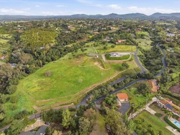 a view of a swimming pool with a mountain