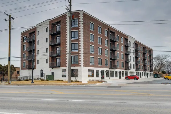 a front view of a building