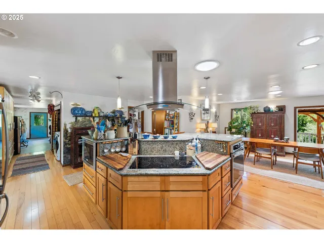 a kitchen with lots of counter top space