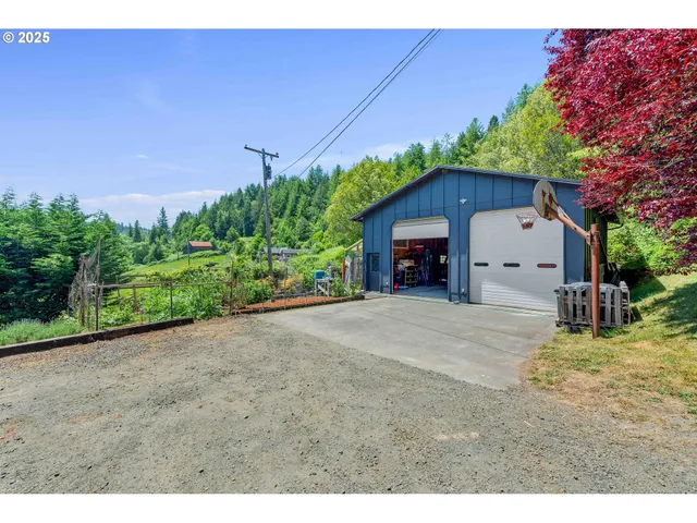 a backyard of a house with lots of green space