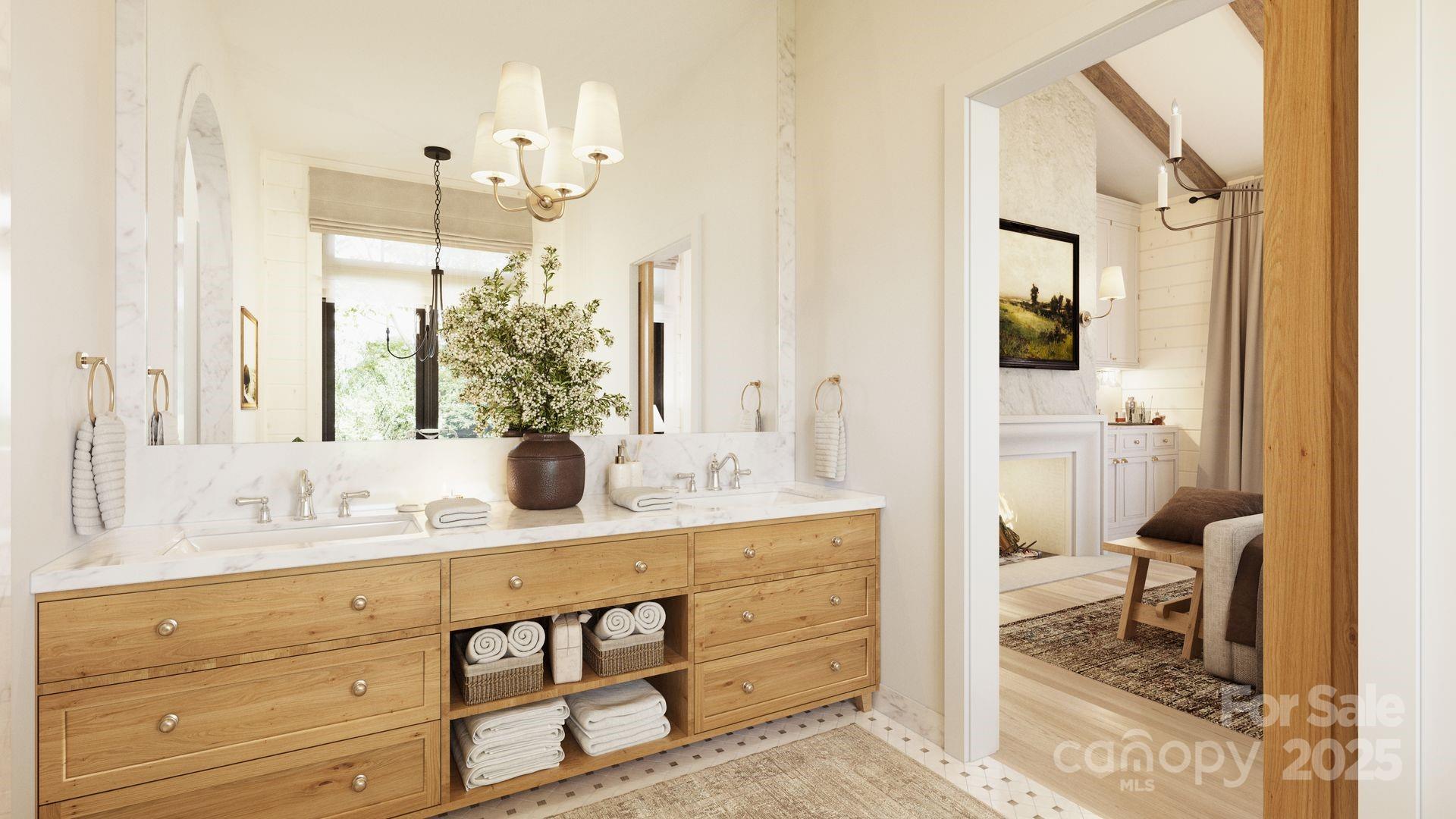 2109 Inlt Shr Road Northeast Connelly Springs, NC 28612 - Photo 20 of 34 a bathroom with a granite countertop sink a toilet and a mirror