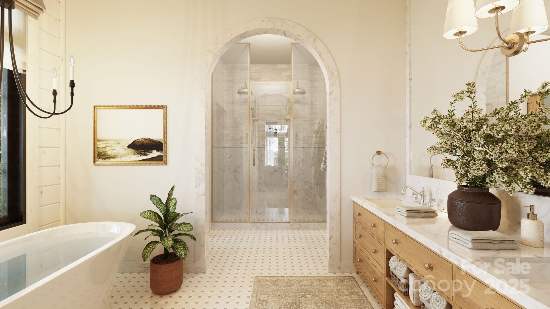 2109 Inlt Shr Road Northeast Connelly Springs, NC 28612 - Photo 21 of 34 a bathroom with a tub a potted plant and a sink
