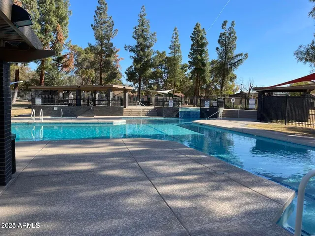 a view of a park with trees