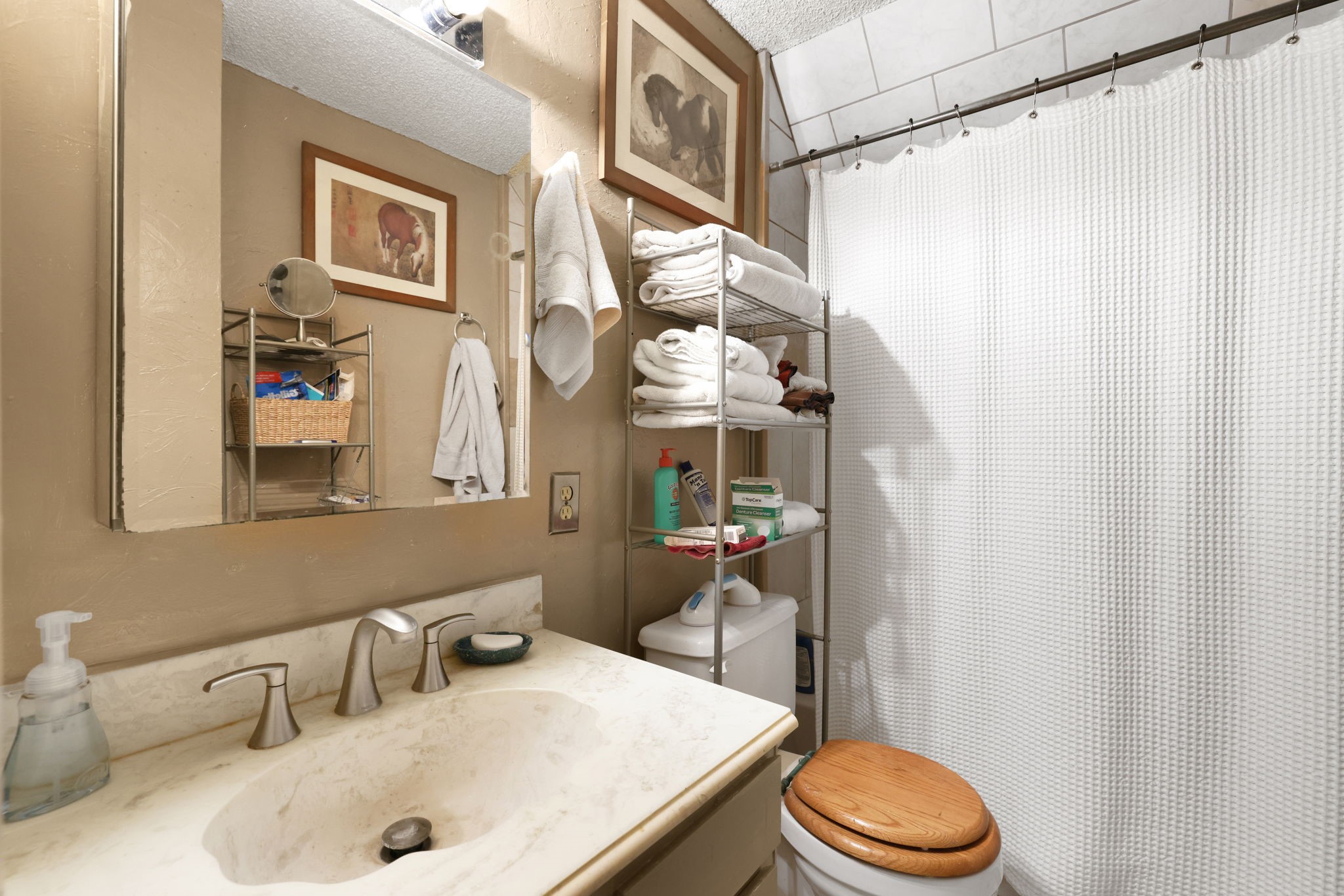 300 Timber Lane Coldspring, TX 77331 - Photo 24 of 43 a bathroom with a sink a toilet and a mirror