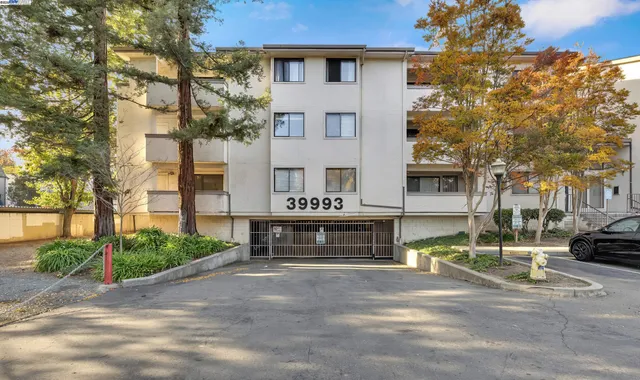 a front view of a building with street