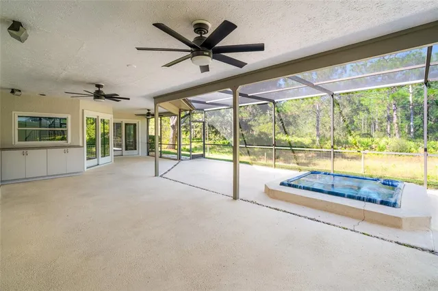 a view of a garden with a slide