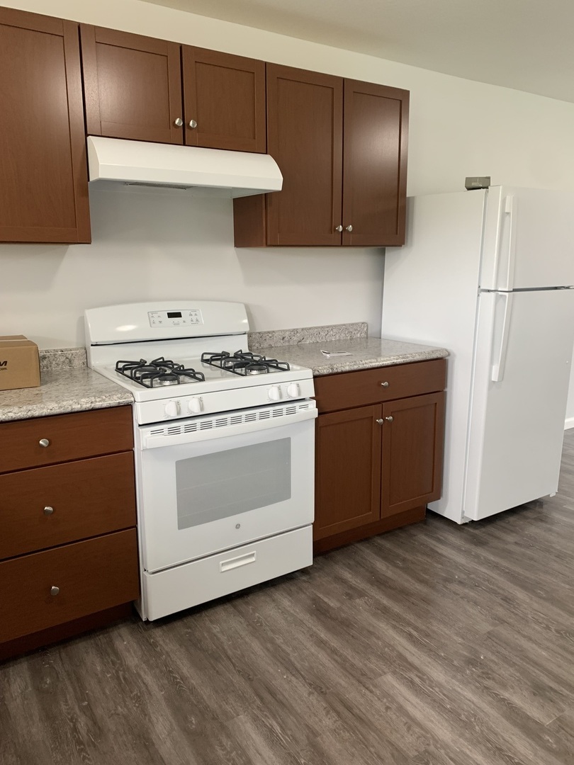730 South High Street Paxton, IL 60957 - Photo 12 of 14 a kitchen with a stove cabinets and wooden floor
