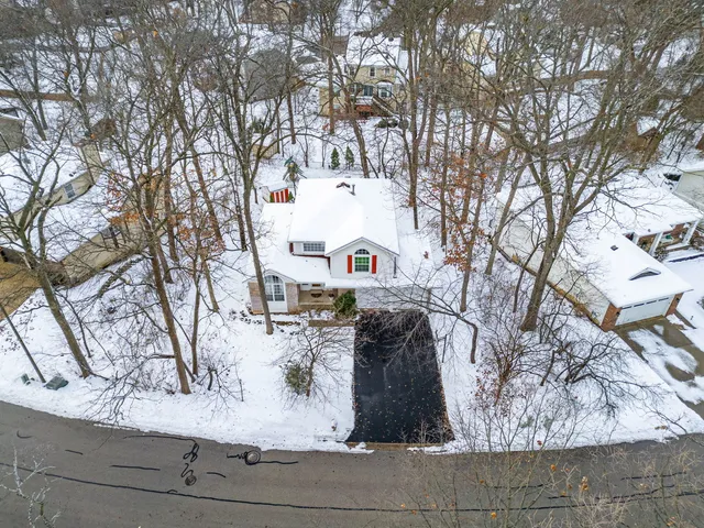 an aerial view of a house