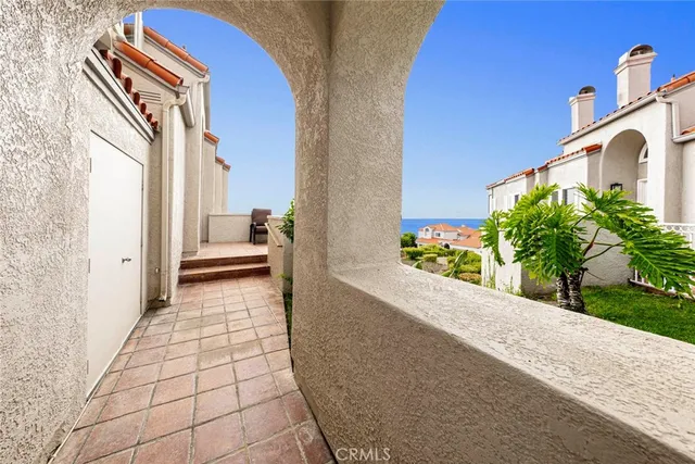 a hallway with wooden floor and a potted plant