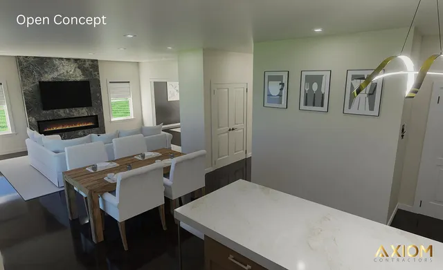 a view of a workspace with furniture