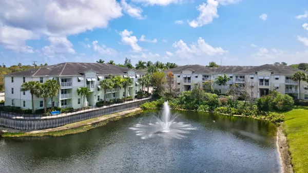 a view of a lake with houses