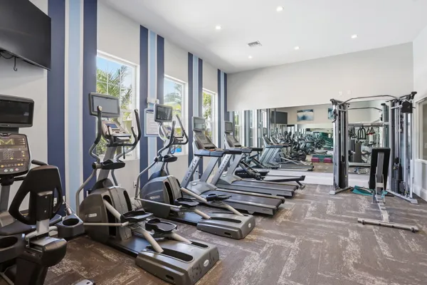 a view of a room with gym equipment