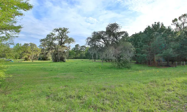 a backyard of a house with lots of green space
