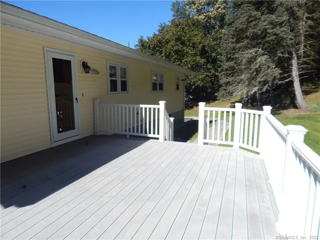 a view of a wooden deck