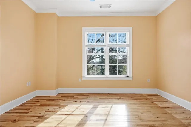 a view of a room with a window
