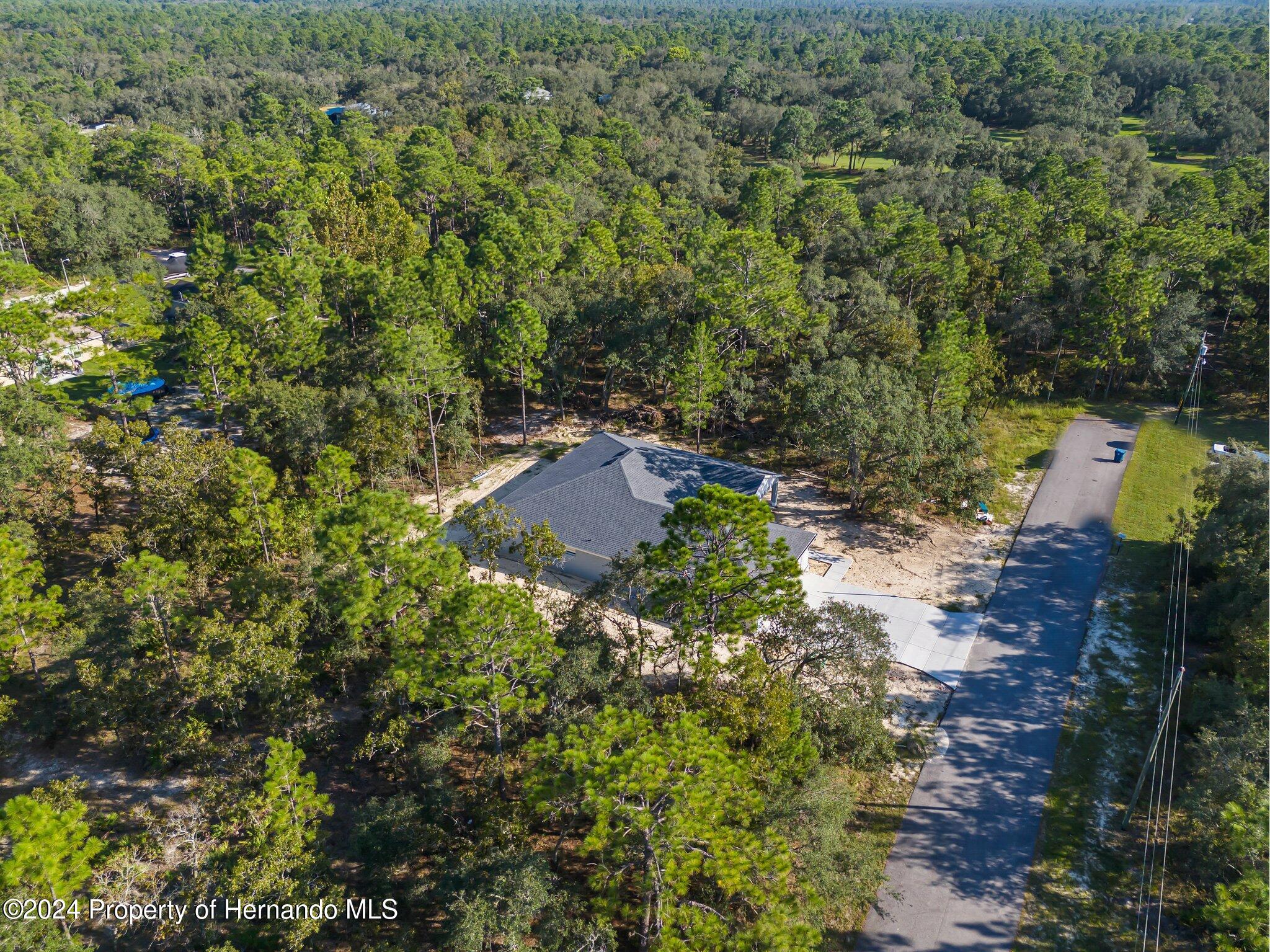 15214 Mt Sparrow Road Brooksville, FL 34614 - Photo 32 of 36 an aerial view of residential house with outdoor space and trees all around