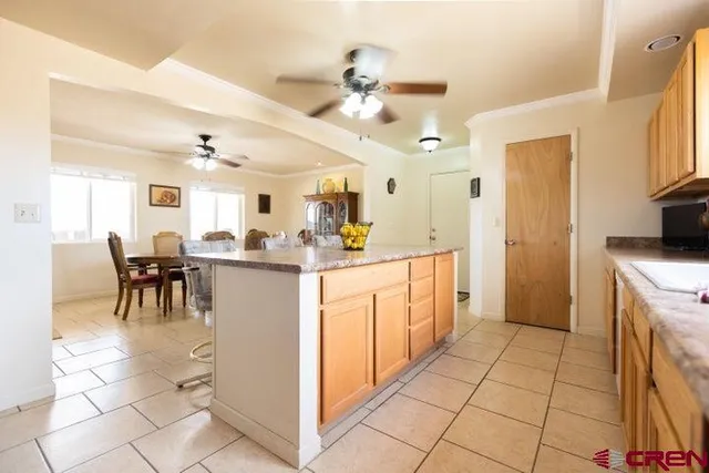 a kitchen with a cabinets and counter space