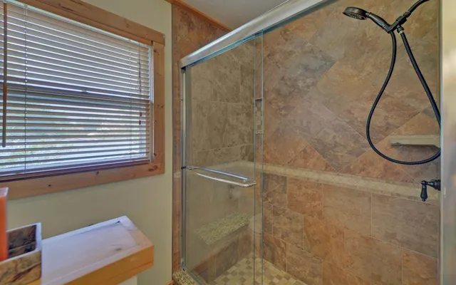 a bathroom with a shower