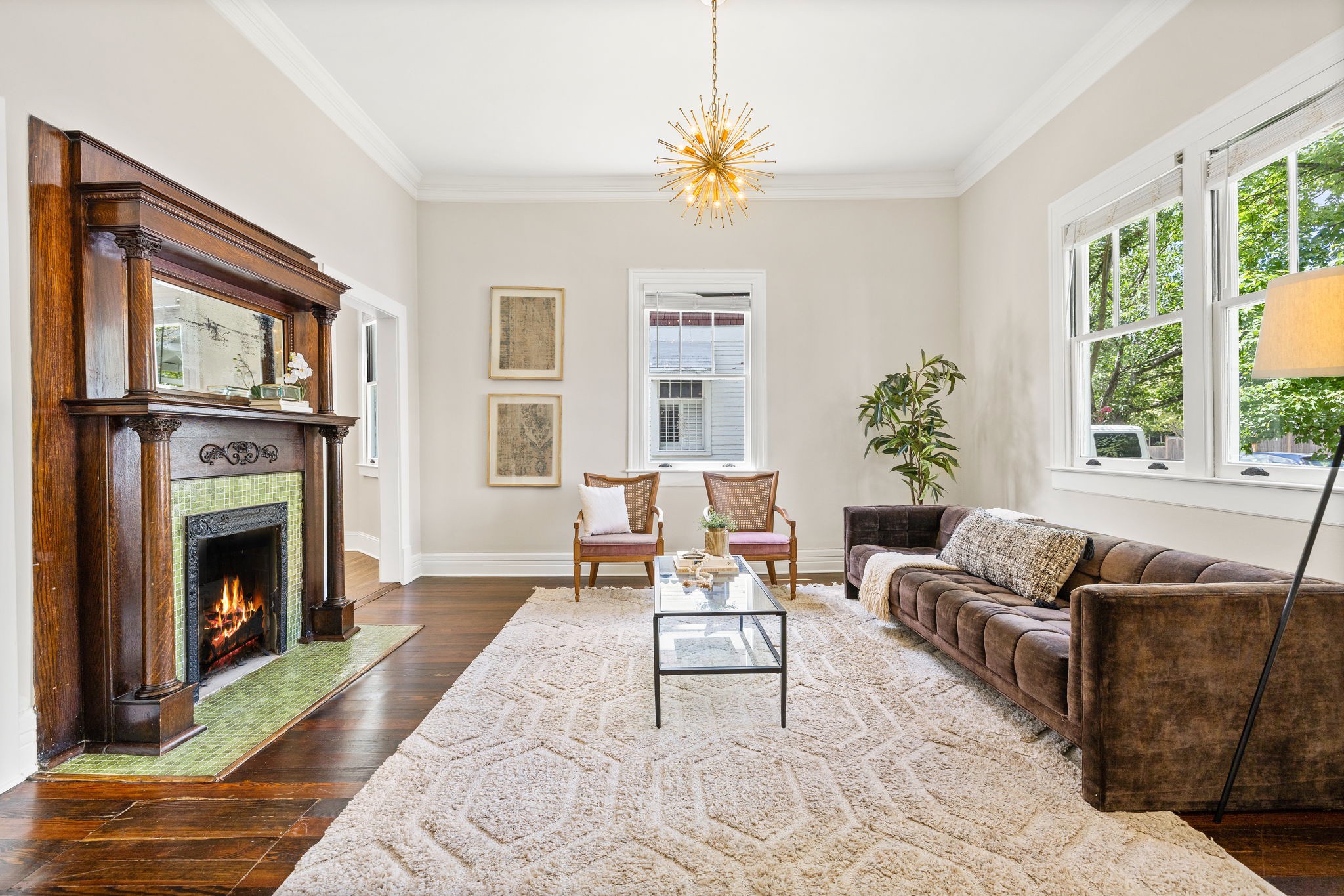 1412 Ordway Place Nashville, TN 37206 - Photo 15 of 70 a living room with furniture a large window and a fireplace