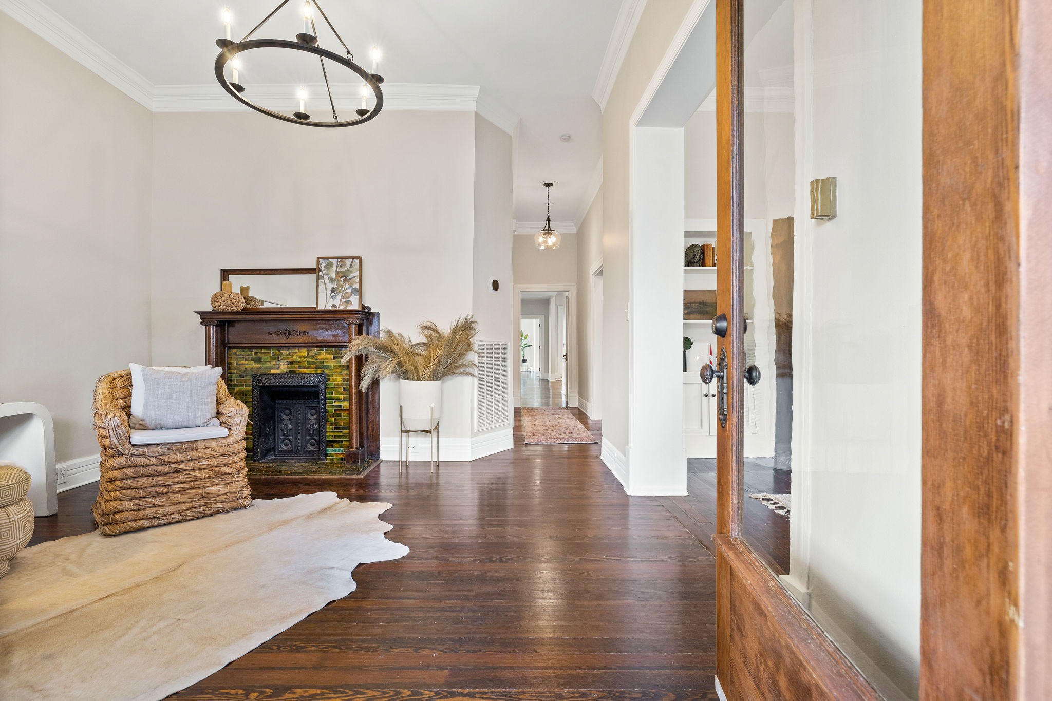 1412 Ordway Place Nashville, TN 37206 - Photo 9 of 70 a view of a livingroom with wooden floor a fireplace and a window