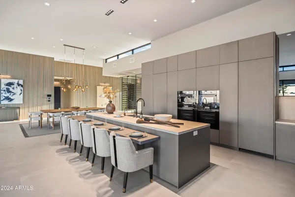 a view of a dining room and livingroom view