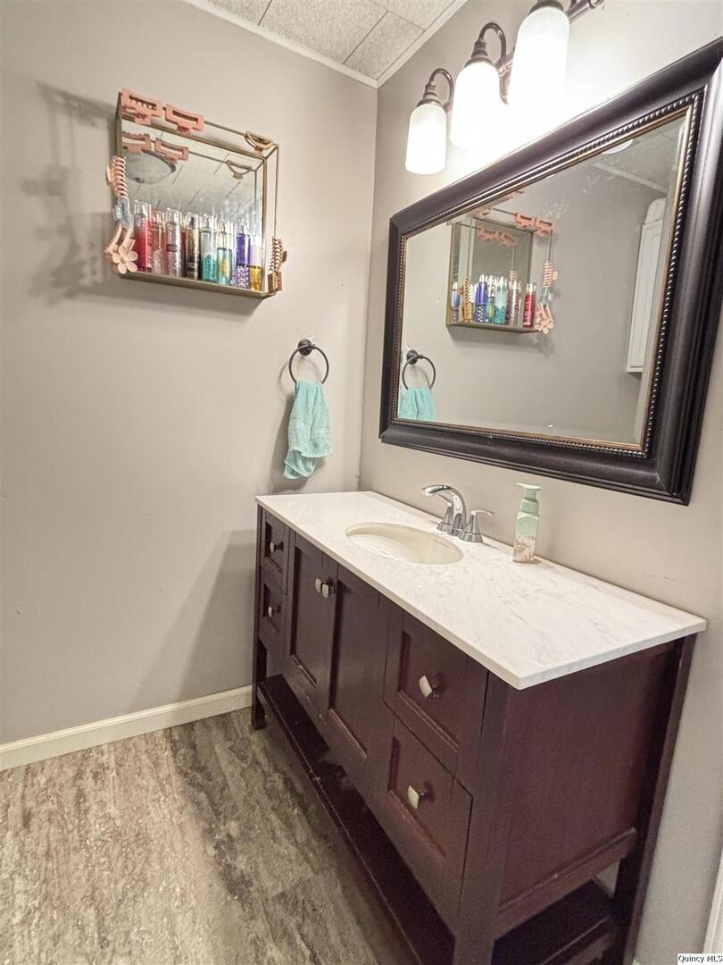 41 Main Street Carthage, IL 62321 - Photo 18 of 27 a bathroom with a sink vanity and a mirror