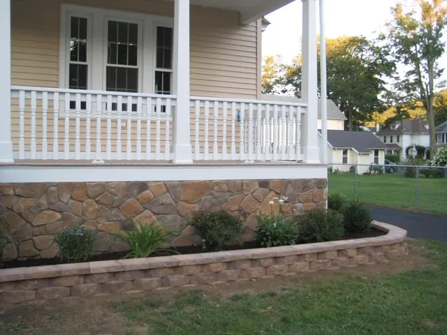 a potted plant is sitting in front of a house
