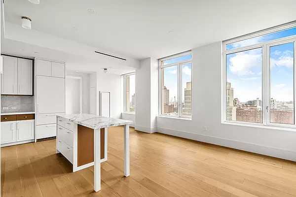 1 Clinton Street, Unit 17B Brooklyn, NY 11201 - Photo 4 of 4 a view of kitchen with furniture and wooden floor