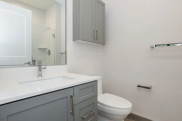 a bathroom with a sink toilet and vanity