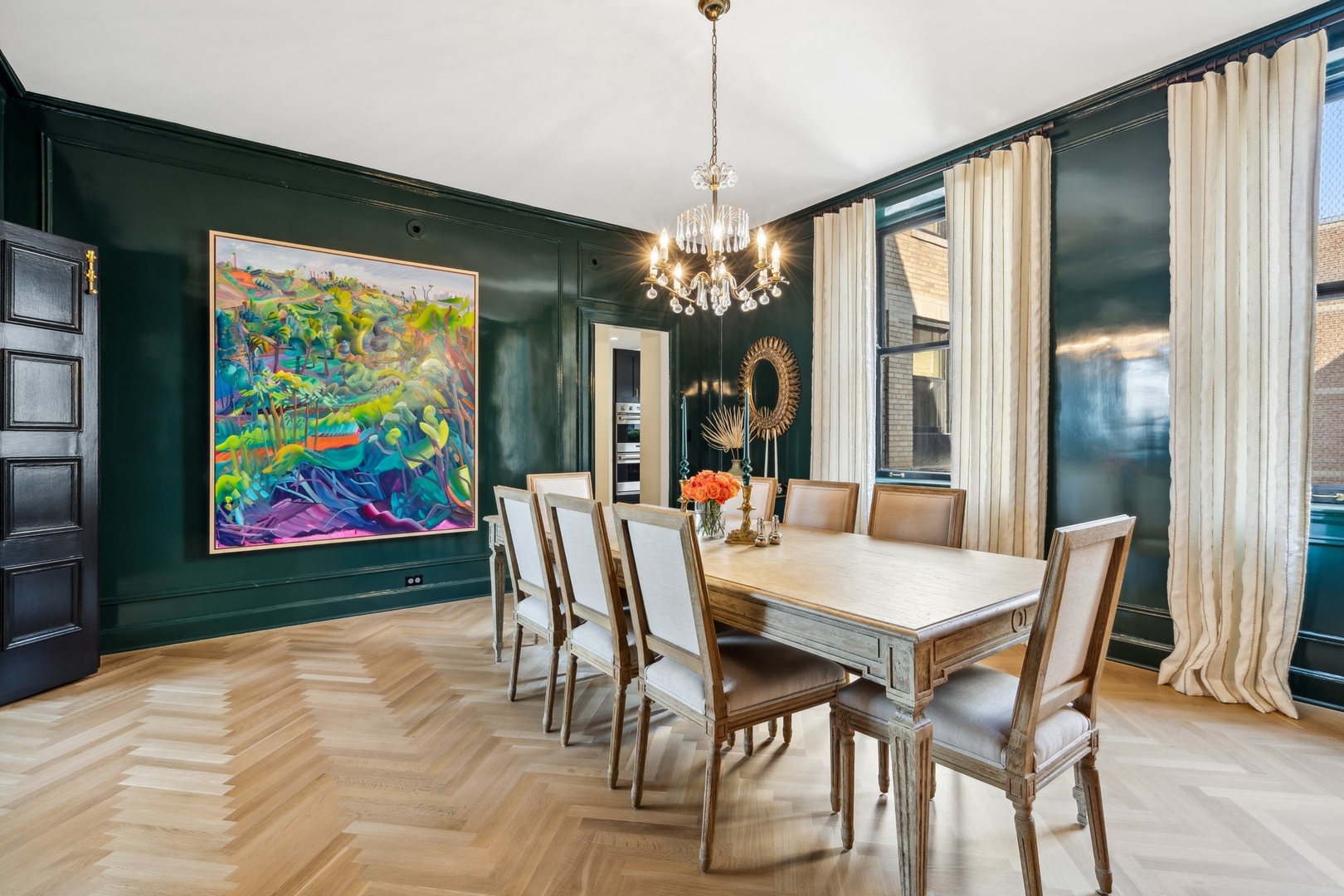 3100 North Sheridan Road, Unit 14B Chicago, IL 60657 - Photo 23 of 50 a view of a dining room with furniture a chandelier and large window