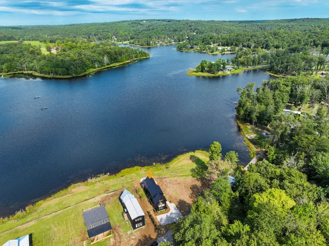 a view of a lake with a mountain