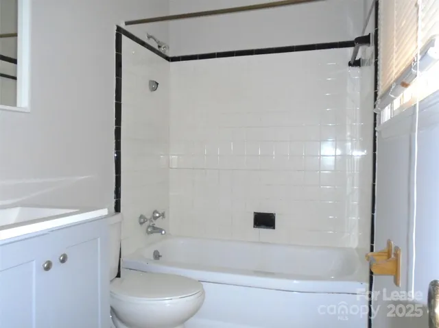 a bathroom with a toilet and a bathtub