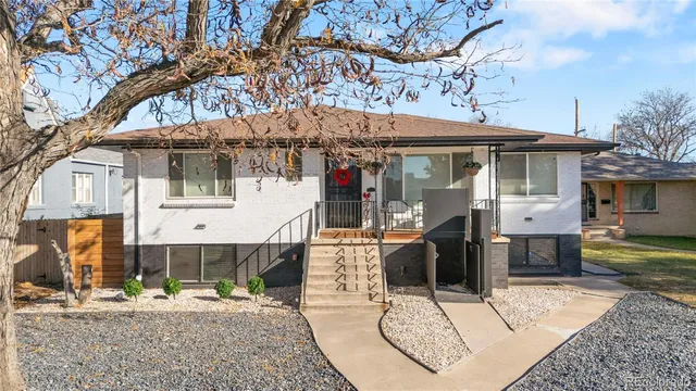 a front view of a building with street