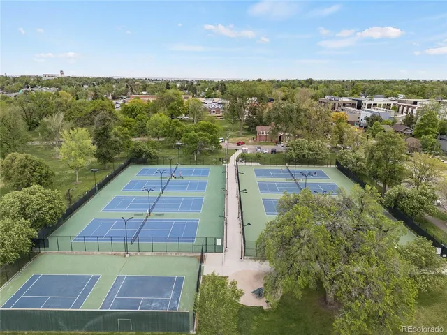 a view of an outdoor space with swimming pool