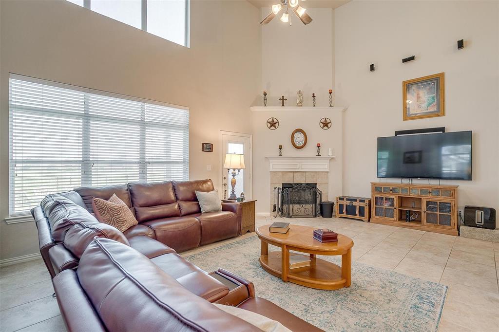 2536 Glenn Ranch Drive Burleson, TX 76028 - Photo 17 of 40 a living room with furniture fireplace and flat screen tv
