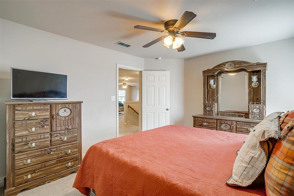 2536 Glenn Ranch Drive Burleson, TX 76028 - Photo 30 of 40 a bedroom with a bed and a flat tv screen on dresser