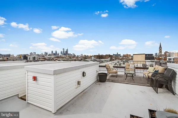 a view of a city from a balcony