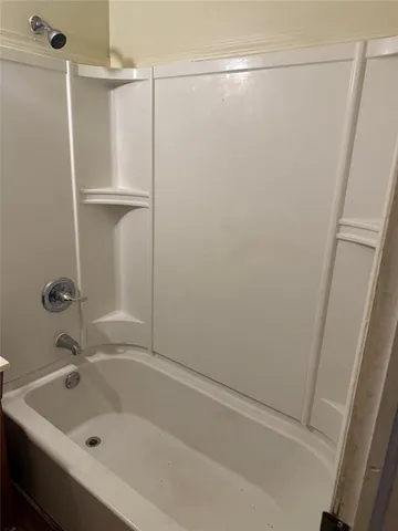a bathroom with a bathtub