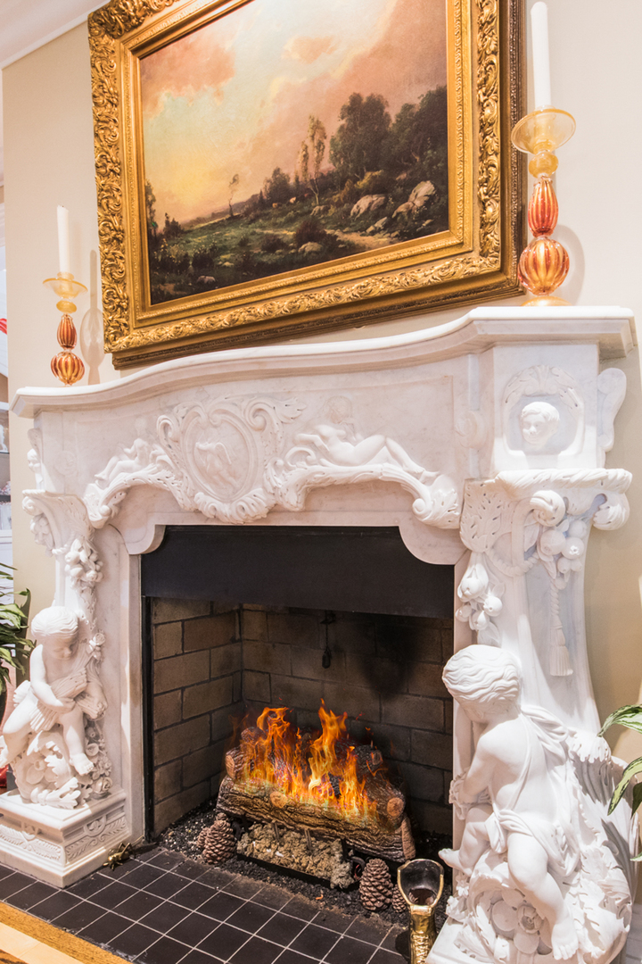 201 Scottswood Road Riverside, IL 60546 - Photo 14 of 75 a living room with a fireplace and a floor to ceiling window