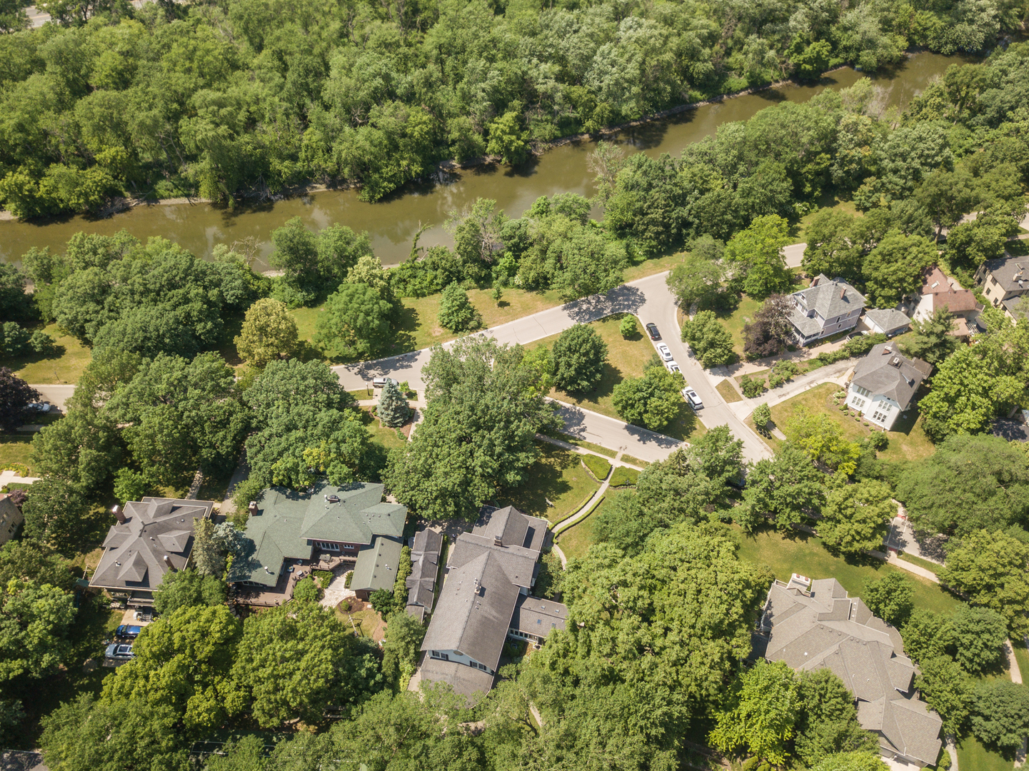 201 Scottswood Road Riverside, IL 60546 - Photo 71 of 75 an aerial view of residential house with outdoor space and trees all around