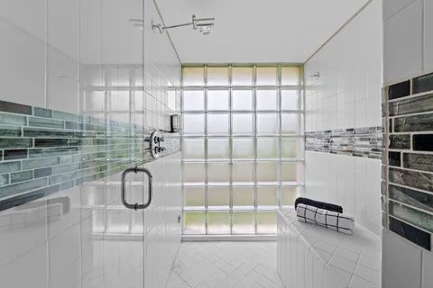 a bathroom with a shower