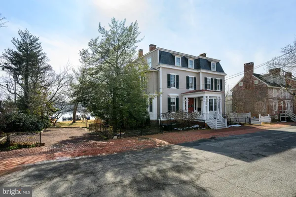 a view of a building with a street