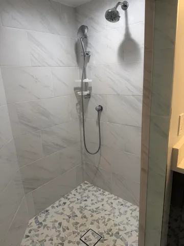 a bathroom with a shower