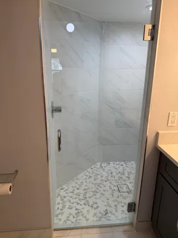 a bathroom with a shower