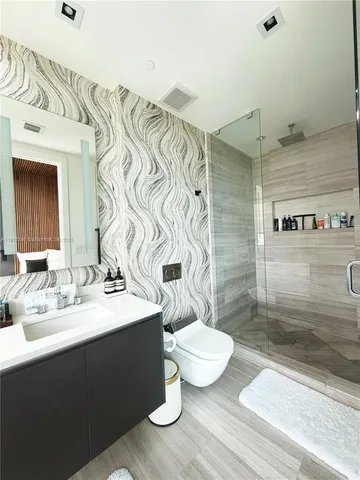 a bathroom with a shower