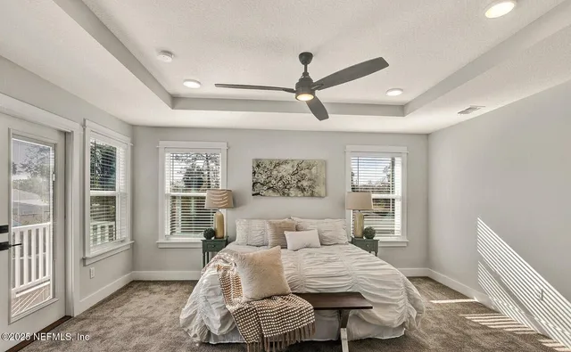 a view of a park with palm trees